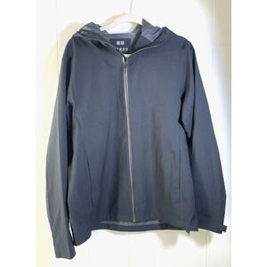 UNIQLO BlockTech Water Resistant Parka 3D Cut Full Zip Jacket Black Size Medium
